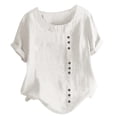 thumbnail image 2 of WEIYLL T-Shirt Women Plus Boho Button Loose Size Solid White Blouse Sizes XXXXXL, 2 of 2