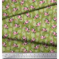 thumbnail image 3 of Soimoi Green Poly Georgette Fabric Leaves & Grandiflora Roses Floral Print Fabric by Yard 42 Inch Wide, 3 of 5