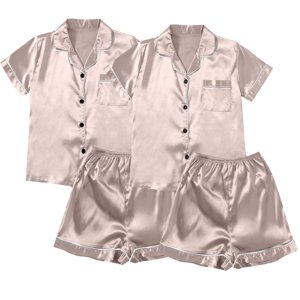 ZJXFGS Vêtements de nuit pour femmes, Pyjamas pour femmes et satins 4 Pièce Pyjamas manches courtes Vêtements de nuit et shorts ensemble Femmes costume de loisirs Vêtements de salon, short pyjama ensemble pour femmes multicolore 2XL