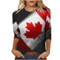 thumbnail image 1 of WEIYLL T-Shirts Chemises pour Femmes Manches 3/4 Fête du Canada Imprimé Feuille d'Érable Été Hauts Rouges Tailles m, 1 of 5