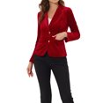 thumbnail image 1 of INSPIRE CHIC Blazer en Velours Vintage pour Femme, Revers Cranté, devant Boutonné, Veste de Bureau, S Rouge, 1 of 6