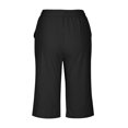 thumbnail image 3 of AherBiu Summer Shorts for Women Cotton Linen High Waisted Drawstring Lightweight Knee Length Shorts, 3 of 6