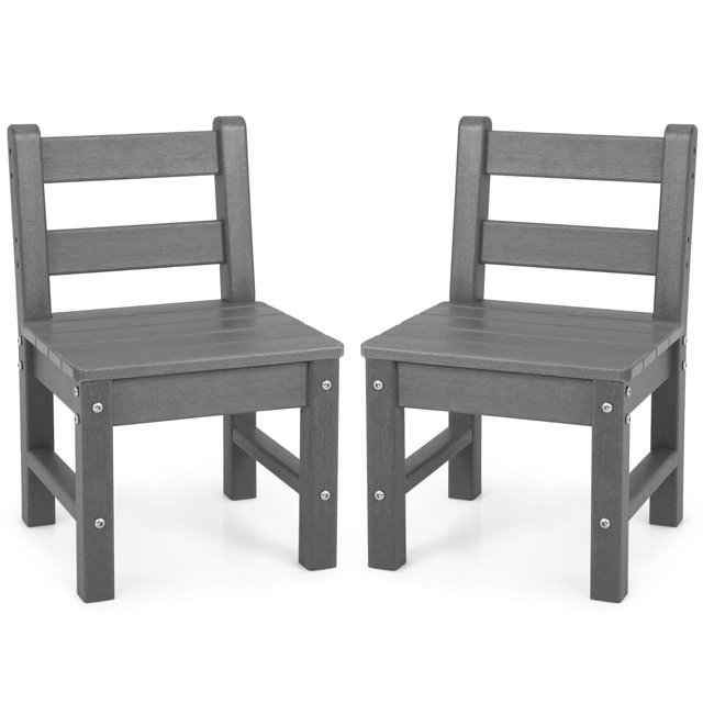Gymax 2 Pcs Chaises pour Enfants Intérieur Extérieur Robuste Tout Temps Chaise d'Apprentissage pour Enfants Gris