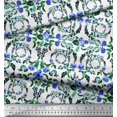 thumbnail image 3 of Soimoi Tissu de Crêpe de Polyester Couronne, Feuilles & Fleurs Roses Imprimés par Yard 42 Pouces de Large, 3 of 3