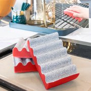 EGNMCR Kitchen Utensils Set, Cooking Utensils Set, Mesh Baking Tray Grill Sponge Rub Barbecue Net Rust Removal Sponge Cleaning Brush Double Sided Wavy Gaps Cleaning Brush Sponge Sponge