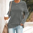 thumbnail image 2 of Pxiakgy T-Shirts pour Femmes T-Shirts pour Femmes Chandail en Molleton Décontracté à Col Rond Manches Courtes Longues Chemise Douce Ample Gris + m, 2 of 4