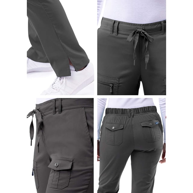 Adar Pro Sarraus pour Femmes - Pantalon de Sarrau Yoga à Jambe Étroite - P4100T - Étain - 3X