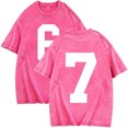 thumbnail image 1 of Pisexur 67 Chandail Col Rond Drôle Six Sept 6 7 Mème Gén Alpha Argot T-Shirt Rose,4TG, 1 of 5
