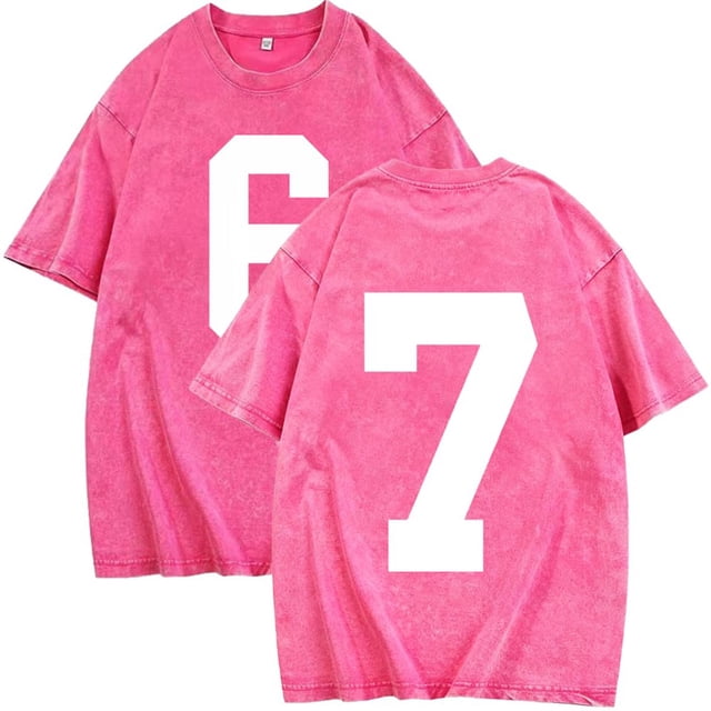 Pisexur 67 Chandail Col Rond Drôle Six Sept 6 7 Mème Gén Alpha Argot T-Shirt Rose,4TG