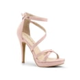 thumbnail image 1 of BLISSFUL STEP Outfit Women's Shoes Strappy Stiletto Heels Platform Ankle Strap Open Toe Faux Suede Sandals Dust Pink 10, 1 of 7