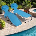 thumbnail image 4 of Costway Chaise Longue de Plage Extérieure Pliante avec Oreiller Bleu, 4 of 9