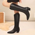 thumbnail image 1 of Bottes Cavalières pour Femmes d'Automne et d'Hiver, à Talons Hauts Épais, Commerce Extérieur, 1 of 9