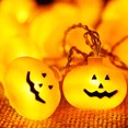 thumbnail image 1 of Yeacher 20FT 40LEDs Halloween String Lights Smiley Pumpkin Shaped Decorative Hanging Lights Waterproof LED Pumpkin Lights Battery Operated 2 Modes Pumpkin Spooky Lights, 1 of 8
