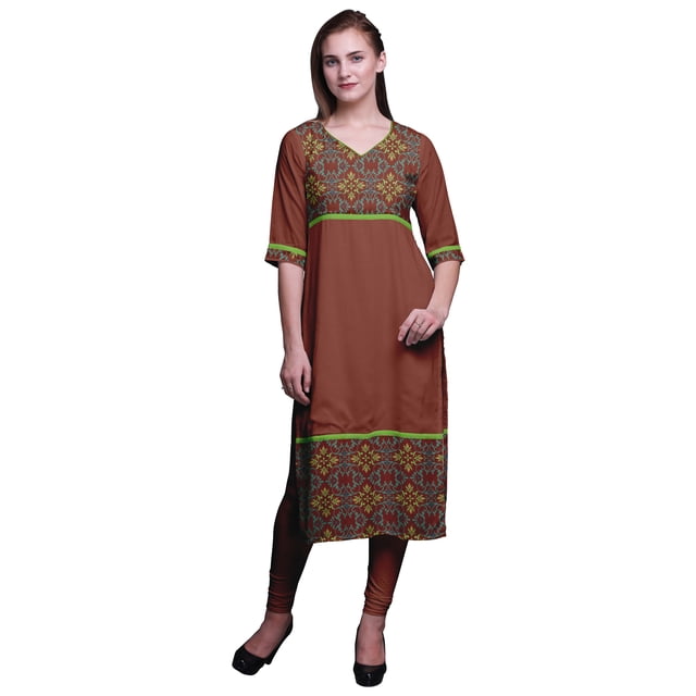 Bimba Kurtis Droits à Panneaux pour Femmes Robe Kurti Longue Haut Indien Imprimé