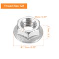 thumbnail image 2 of Uxcell Flange Left Hand Nuts, M8x1.25mm 304 Stainless Steel Serrated Flange Left Hand Reverse Nuts, Silver 4pack, 2 of 6