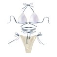 thumbnail image 4 of Qertyioot Women Bandeau Bandage Bikini Set Love Drawstring, 4 of 6
