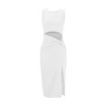 thumbnail image 5 of Robe Longue Sans Manches pour Femmes avec Coupe Frontale et Cordon de Serrage, 5 of 5