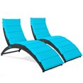 thumbnail image 1 of Topbuy Chaise Longue Pliante en Rotin pour Patio Extérieur - Ensemble de 1, Turquoise, 1 of 5