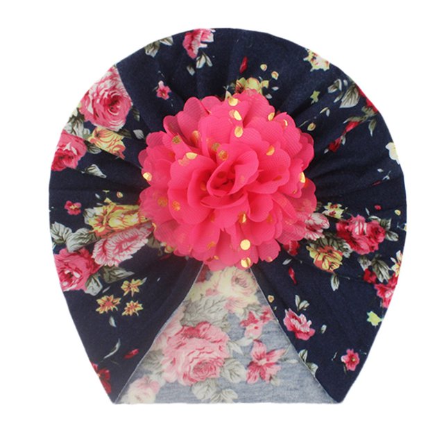 Hair Wrap Soft Touch Wide Application Polyester Floral Printed Baby Hat Kids Accessories