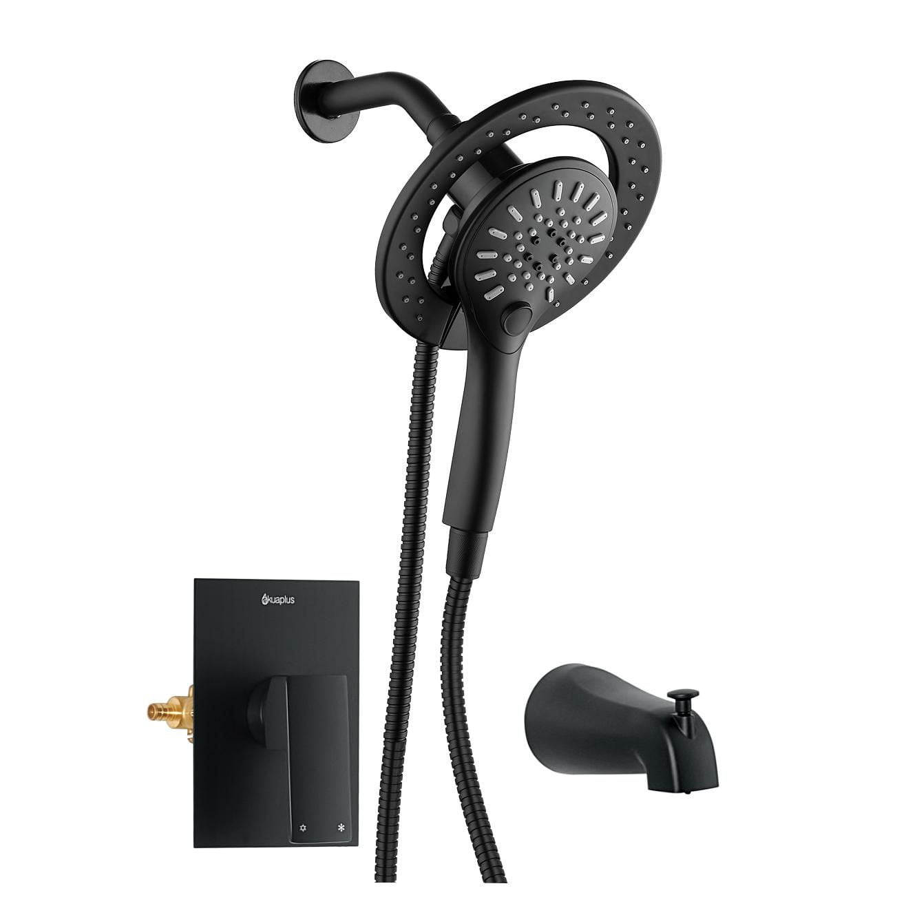 Ensemble a pression balancée d'akuaplus®, Valve PEX 1/2 po avec Douchette magnétique et bec de bain 5 3/8 po x 1/2 po raccord lisse.