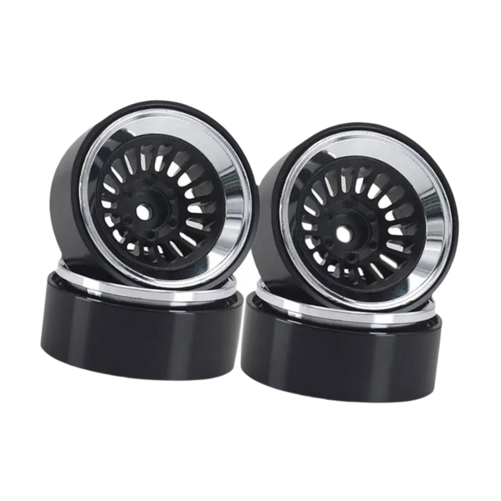 Bunblic 4 Pieces Aluminium Rims RC Wheel Rim Hub Metal 1.3'' RC Tire Wheel for 1:18 1:24 RC SCX24 Truck Hobby Vehicle DIY Modified argent
