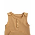 thumbnail image 4 of Xingqing Newborn Bébé Garçons Filles One Piece Romper Sans Manches Bodysuit Button Combinaison de Poche Été Short Vêtements, 4 of 6