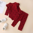 thumbnail image 4 of DPTALR Toddler Baby Kids Girls Heart Print Ruffle Romper Pants Headband Clothes Suit, 4 of 9