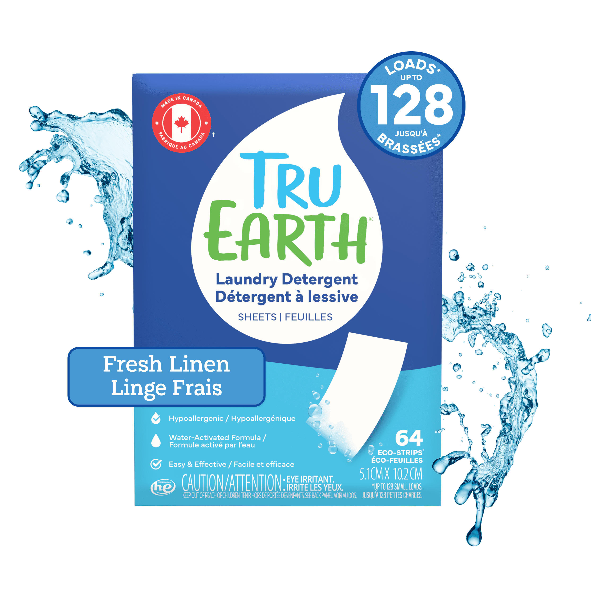 Tru Earth Laundry Detergent Sheets - 64 Strips - Fresh Linen