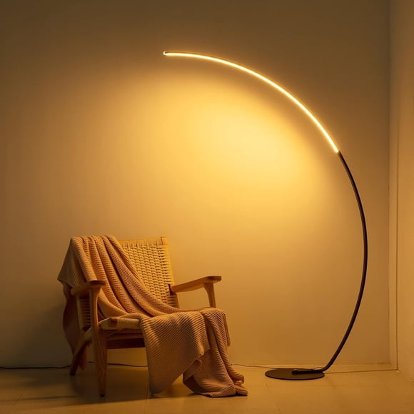NU&Uuml;R Arc Floor Lamp with Remote Control - Modern Standing Bright LED Floor Lamp for Living Room Bedroom Office - Adjustable Color Temperatures a