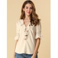 thumbnail image 2 of INSPIRE CHIC Women's Ruffled V Neck Blouse Half Bell Sleeve Casual Chiffon Top, 2 of 6