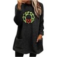 thumbnail image 1 of Timegard Tops for Women Fall Winter Fleece Linend Christmas Print Long Sleeve Thick Pullover with Pockets, 1 of 3