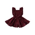 thumbnail image 3 of Kmbangi Girls Solid Color Suspender Skirt Sleeveless Square Collar Large Hem High Waist Dress with Ruffles, 3 of 9
