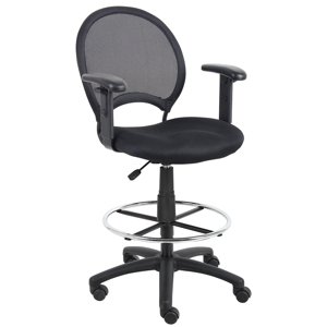 Boss Office Chaise de rédaction en tissu Mesh Back avec bras réglables en noir
