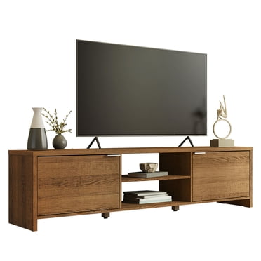 Madesa Meuble Télé Grand Meuble Multimédia avec Gestion des Câbles pour 65, 75 Pouces Rangement Multimédia Gaming Salon Centre de Divertissement Moderne Armoire Télé en Bois - Rustique