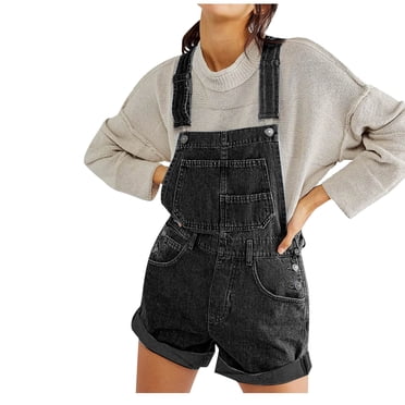 Weiqiqre Women Shorts Fashion Women's Summer Casual Pocket Romper Long Playsuit Strap Button Jumpsuit