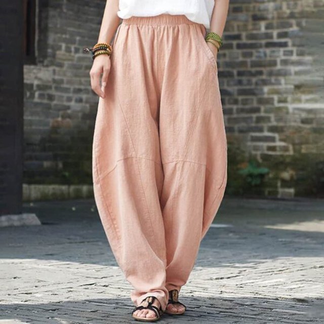 zanvin Pantalon pour Femmes, Pantalon Décontracté Ample et Bouffant pour Femmes Grande Taille avec Poches, Combinaison Mode, Pantalon Salopette en Coton et Lin, Pantalon Ample Décontracté