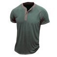 thumbnail image 2 of Penkiiy T-Shirt pour Homme à Manches Courtes, Décontracté, Mode, Col Rond, Chandail, Boutons, Blouse, L Vert, 2 of 7