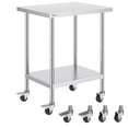 thumbnail image 1 of VEVOR Stainless Steel Work Table 24 x 30 x 38 Inch, with 4 Wheels, 3 Adjustable Height Levels, Heavy Duty Food Prep Worktable for Commercial Kitchen Restaurant, Silver, 1 of 9