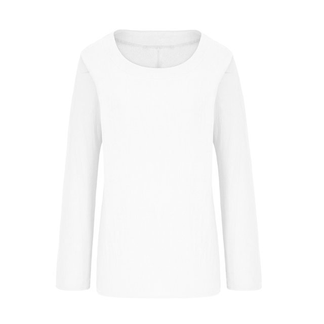Hauts en Lin pour Femmes Été Femmes Automne Hiver Uni Coton Lin Col Rond Manches Longues T-Shirt Ample Haut Femmes T-Shirts à Manches Longues T-Shirts Longs pour Femmes Été T-Shirts pour Femmes