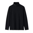 thumbnail image 3 of Plain Tshirts for Men Men's Winter Solid Color Medium High Neck Designlong Sleeved Round Neck Top Black XXL, 3 of 3