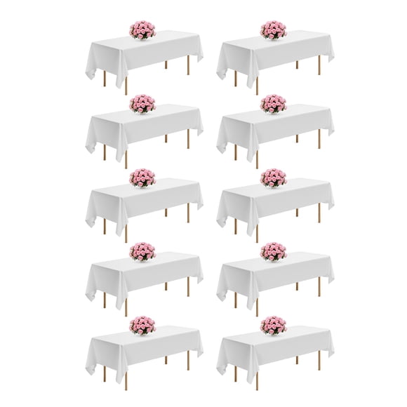 VEVOR Lot de 10 Nappes en Polyester pour Tables Rectangulaires, 60 x 102 Pouces, Nappes Réutilisables et Lavables à la Machine, Housses de Table en Tissu Polyester Résistantes aux Plis pour Mariage, Fête, Banquet