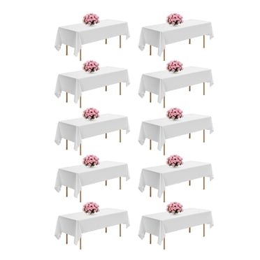 VEVOR 10 Pack Polyester Table Cloth for Rectangle Tables, 60 x 102 Inches, Reusable and Machine Washable Table Clothes, Wrinkle-Resistant Polyester Fabric Table Covers for Wedding, Party, Banquet