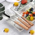 thumbnail image 2 of 6pcs/set Stainless Steel Cutlery Set With Wood Handle Holder Fork Spoon Knife Set Kitchen Dinnerware, 2 of 5