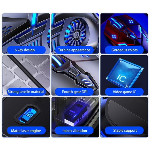 Gaming Mouse Low-noise 7 Color Backlight 6 Key Backlight Gaming Mouse 6 Anti-slip Mechanical Mouse Gaming Accessory, Pink