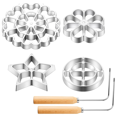 thumbnail image 1 of 6Pcs Rosette Iron Set Bunuelos Mold with Handle Cooking Stamp Maker Kit Cookie Cutters Aluminum Alloy Waffle, 1 of 5