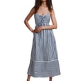 thumbnail image 1 of XDZJLR Robes pour Femmes Col en V Rayé à Bretelles Mode Détente Robe Sans Manches, 1 of 5