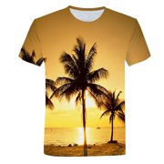 LUOGENLI T-shirts Homme pour Hommes Été Fashion Beach 3D T-shirt imprimé Été T-Shirt manches courtes Hommes T-T-shirts Graphique Tees Pêche Tee Pâques T-shirts Hommes Blanc Valentins Or S