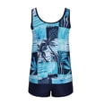 thumbnail image 2 of UPPADA Womens Plus Size Two Piece Tankini Swimsuits Twist Front High Waist V Neck Swimwear Floral Tummy Control Modest Bathing Suits with Bottom Two Piece Swimsuit for Women Blue,S, 2 of 5