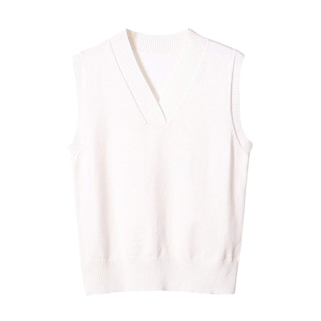 MeetoTime Women's Sweater Vest Basic V Neck Sleeveless Uniform Pullover Knitwear Knitted Tank Tops