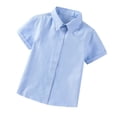 thumbnail image 4 of MeetoTime Baby Short Sleeve Blouse Solid Color Gentleman's School Uniform Button-down Shirt for Boys Baby Clothes 2-14Years, 4 of 5